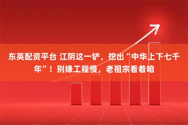 东英配资平台 江阴这一铲，挖出“中华上下七千年”！别嫌工程慢，老祖宗看着咱