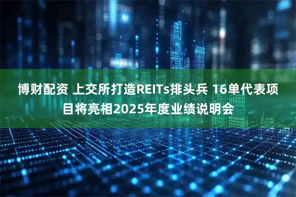 博财配资 上交所打造REITs排头兵 16单代表项目将亮相2025年度业绩说明会